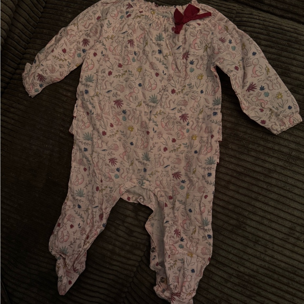 Mud Pie Pink and Red Footies One Piece